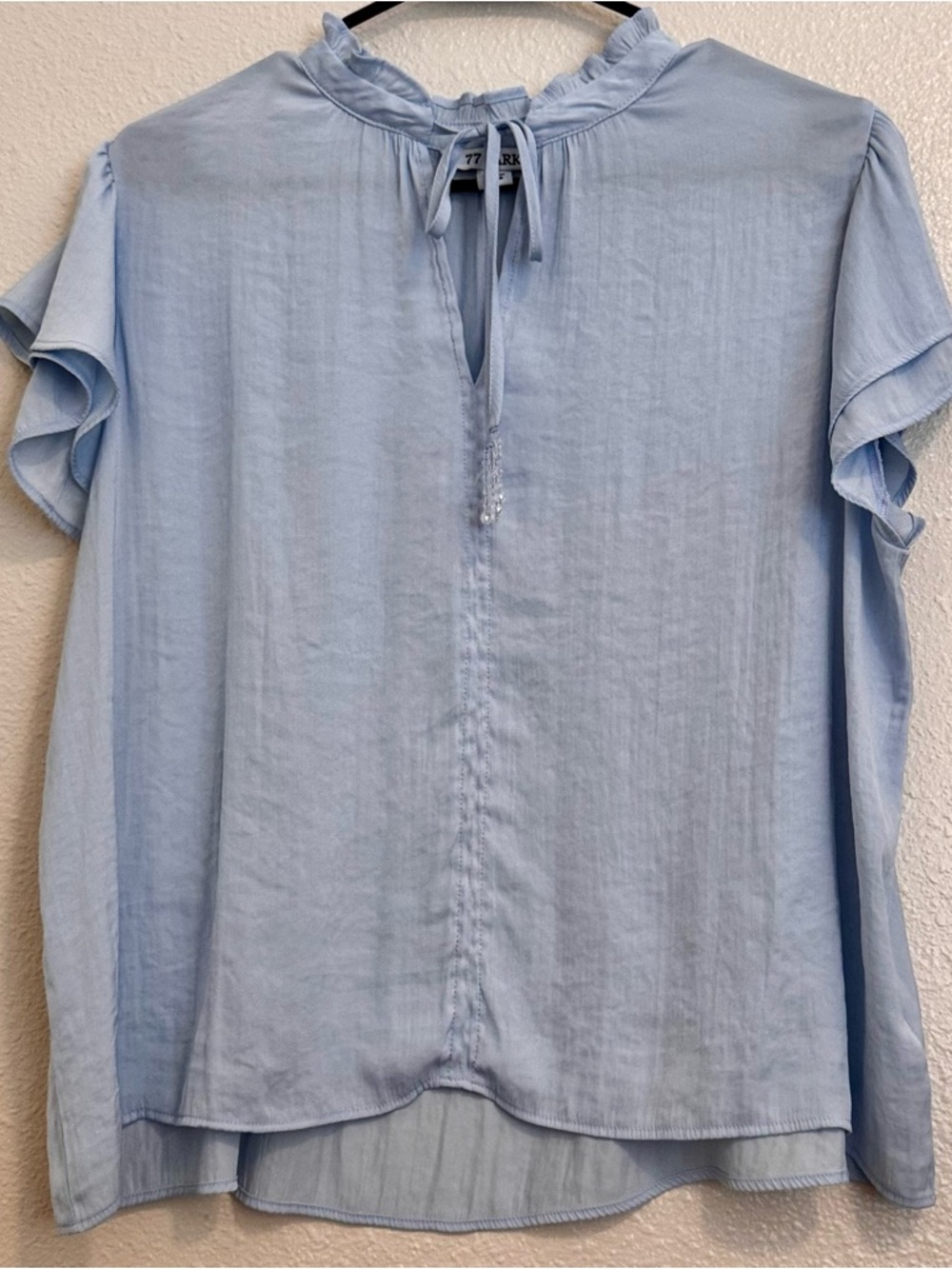 77 PARK Light Blue Casual blouse with Tie Neck